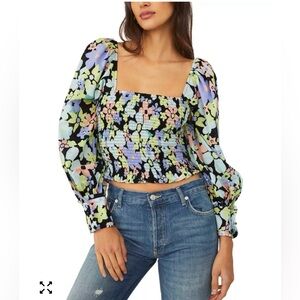 Free People Ariana floral printed crop top,like new, XS size